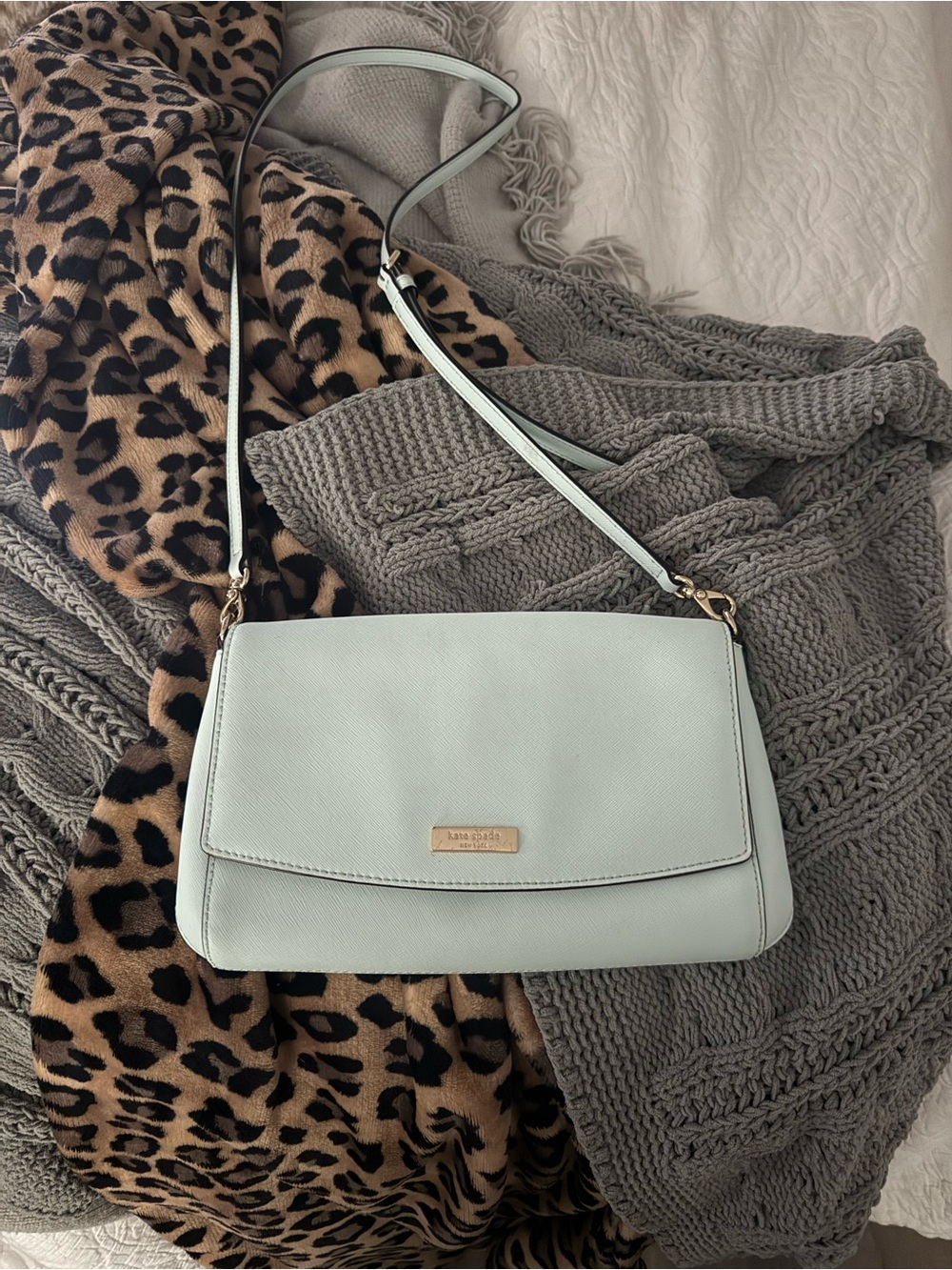 kate spade Mint Green Leather Shoulder Bag with Gold Hardware